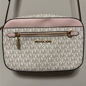 Michael Kors Pink and Vanilla MK Signature Crossbody